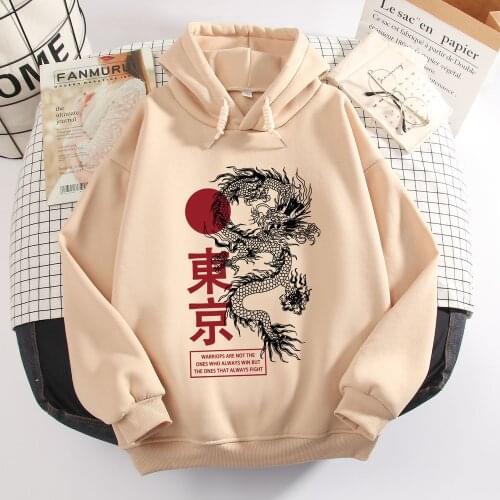 Womens Hoodie Japanese Streetwear Harajuku Jacket Long Sleeve Top Graphic Hoodie Autumn Dragon Print Hip Hop Streetwear Top