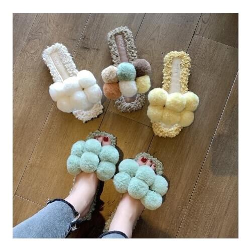 New Women Slippers Winter Shoes Flat Sweet Home Slippers Woman Indoor Fur Warm Soft Slip on Shoes Fur Shoes Women