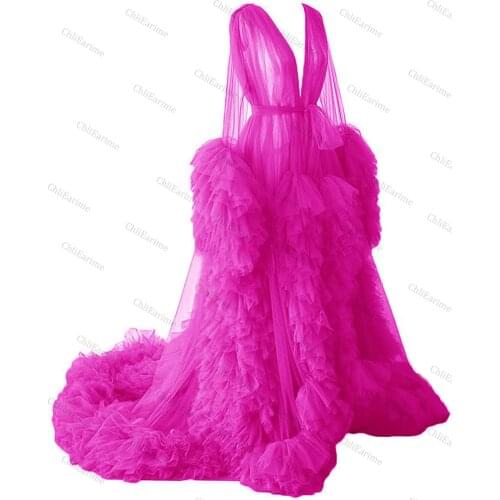 Ladies Dressing Gown Perspektive Sheer Long Robe Fluffy Dessous Fotografie