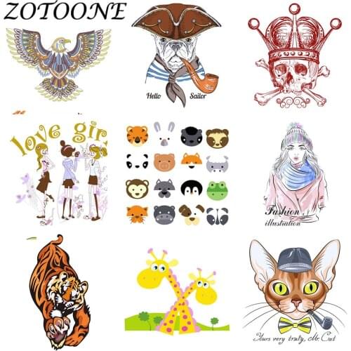 ZOTOONE DIY Custom Punk Skull Patch Thermo Stickers Tiger Iron on Transfer Patches for Clothing Applique Tactical Military E