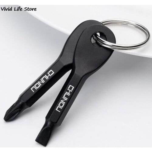 1set Stainless Steel Multi Tools Key Ring EDC Screwdriver Set Pocket Outdoor Tool Set Multitools Keychain Sliver Black