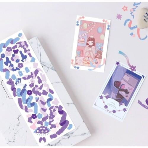 1Pc Colorful Purple Star Ribbon Stickers Decoration Ins Hand Account Scrapbooking Paper Sticker Creative Stationary Personalized