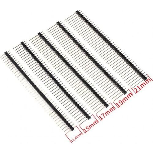 10PCS/lot Single row pin spacing 2.54mm lengthened pin header 1*40P straight pin 11.4 15 17 19 21 30mm long
