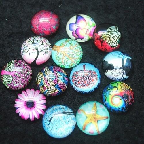 10PCS New Glass Cabochons Round Shape No Hole 12mm 14mm 16mm 18mm 20mm 25mm Mix Colors Free Shipping