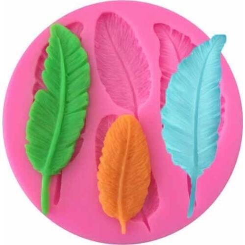 3D Feather Shape Embossed Liquid Silicone Cake Mold Fondant Decorating Tools Chocolate Baking Tool DIY Kitchen Cookware C054
