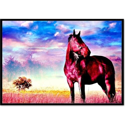 5D DIY diamante pintura animal caballo redondo rhinestone mosaico punto de cruz decoración del hogar