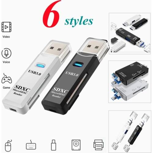 6 Styles OTG Card Reader USB 3.0/Micro SD/TF Card/Type C Mini Drive-Free Multi-Function Adapter Hub
