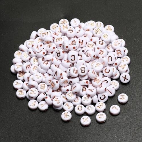 7*4mm Rose Gold Mixed Letter Acrylic Beads Round Flat Spacer Alphabet Beads For Diy Handmade Bracelet Jewelry Making