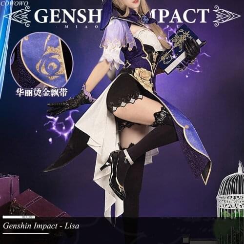 Anime! Genshin Impact Lisa Game Suit Lolita Dress Uniform Cosplay Costume Halloween Carnival Party Outfit For Women 2020 NEW