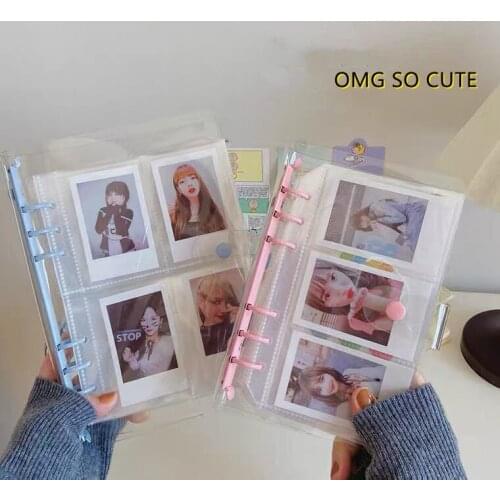 Glitter Transparent Korean Cute Ring Binder Notebook Journals Loose-leaf 3 Inch Card Photo Album Storage Book School Stationery