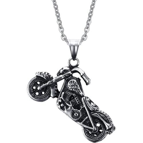 JHSL Brand Fashion Jewelry Casual Sport Silver Color Stainless Steel Chain Men Statement Motorbike Necklaces & Pendants