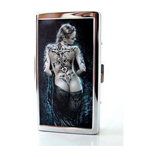 14-20 Cigarette Fine Female Sexy Tattoo Pattern Cigarette Case Metal Cigarette Box Slim Portable Seal Waterproof High-Grade Gift