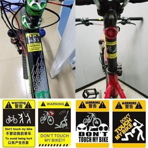 DONT TOUCH MY BIKE Bicycle Decorative Warning Reflective Sticker Waterproof Decal Cycling Accessories 4x5.3cm