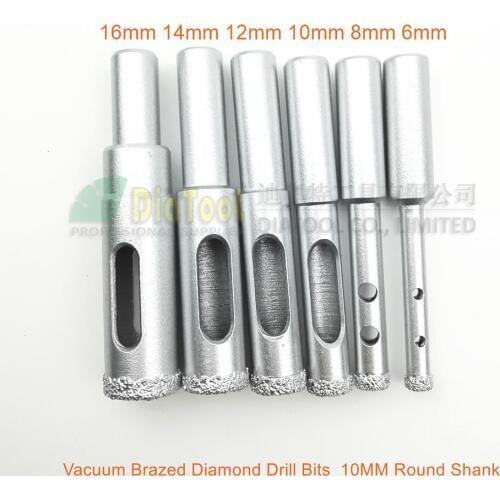 DIATOOL 6pcs/set(6mm+8mm+10mm+12mm+14mm+16mm)Diamond Vacuum Brazed Drilling Core Bits Drill Granite Stone Ceramic Glass Masory