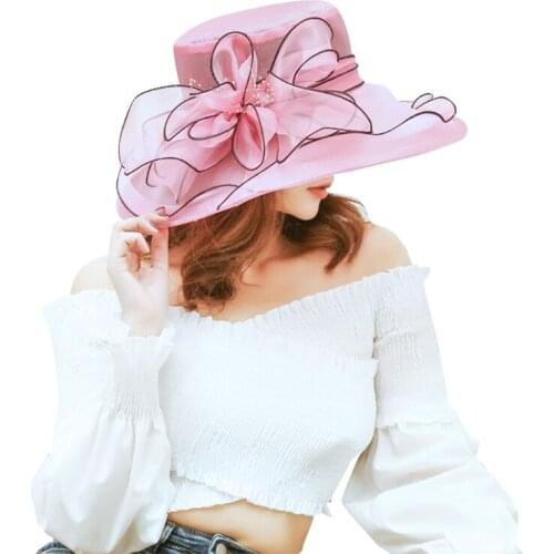 Women Girls Organza Cap Vintage Flower Decoration Tulle Hat Derby Fascinator Hat Tea Party Roaring 20s Headwear