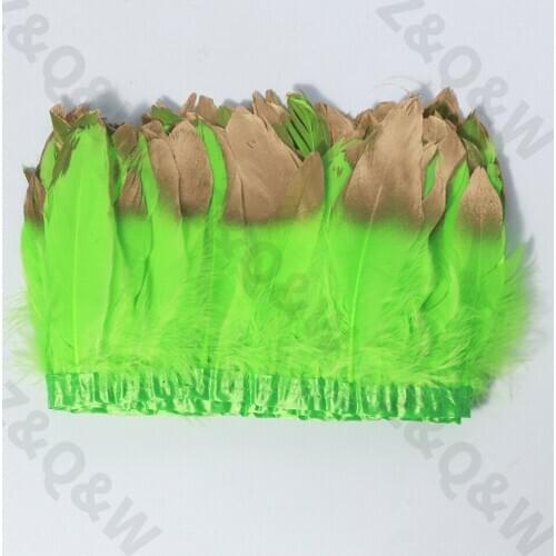 Fluorescent green goose feather spray gold head made of 2 meters cloth edge DIY costume dress skirt net red wall decoration