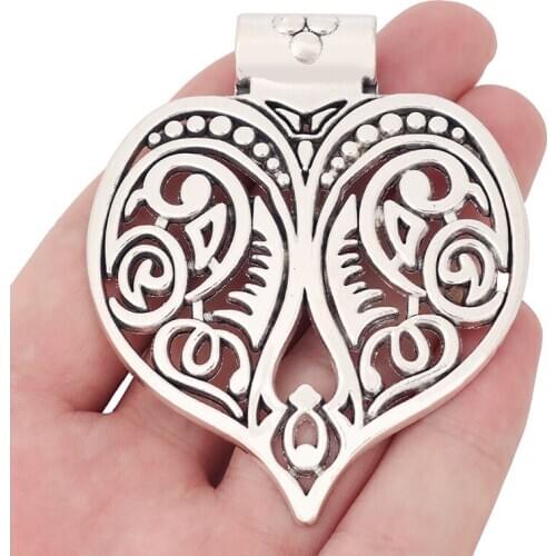 3 x Tibetan Silver Large Love Heart Charms Pendants for Necklace Jewelry Making Findings 74x60mm