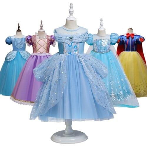 Girls Halloween Cosplay Dress Up Kids Carnival Party Fancy Clothes Children Birthday Princess Costume Snow Queen Disguise