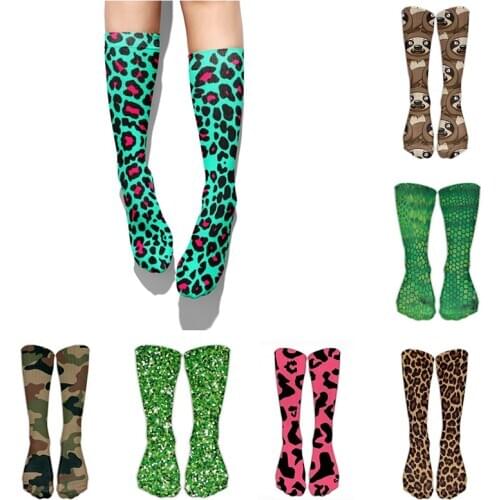 Leopard Snake Sexy Novelty Socks Women Funny Casual Cotton High Knee Socks Female Harajuku Happy Cartoon 3D Printed Mens Socks
