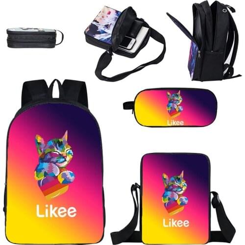 LIKEE Video App Backpack Women 3D Print Rainbow Likee 3pcs/set Bag Double Layer Zipper Back Pack Pencil Case Bagpack Russia Type