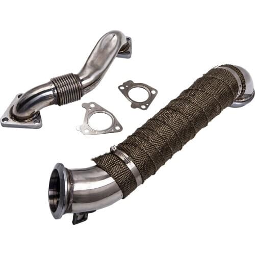 3"Turbo Downpipe&Passenger Side Up-Pipe For LB7 LLY LMM LML 6.6L Duramax Sliver