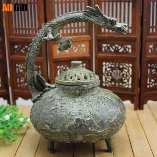 Copper Statue Antique Handicraft Bronze Baishou Dragon Incense Burner
