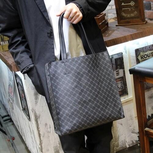 Xiao.p Fashion Mens High Quality Pu Casual Tote Bags Handbags 2021 New Plaid High Capacity Bags Check Bags New Large Handbags