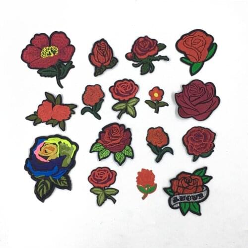 Fashion Style Flower Sticker Embroidery Rose Applique Pattern Sticker Clothing DIY Decoration Ironing Wedding Patch Accessories