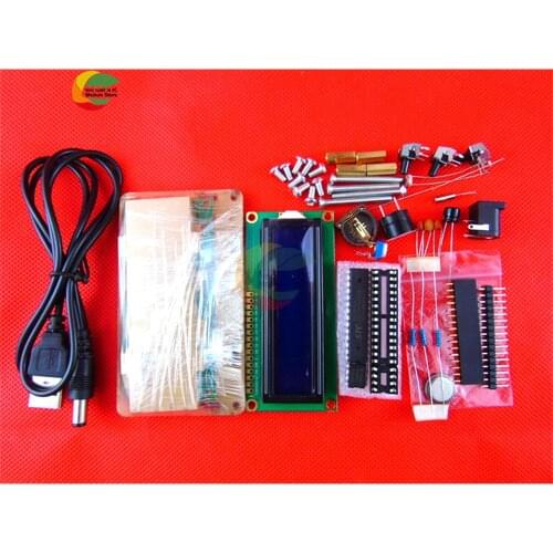 1602 LCD DIY Digital Clock Kit Time Temperature Date Week Display 3-Channel Alarm Clock with Acrylic Case