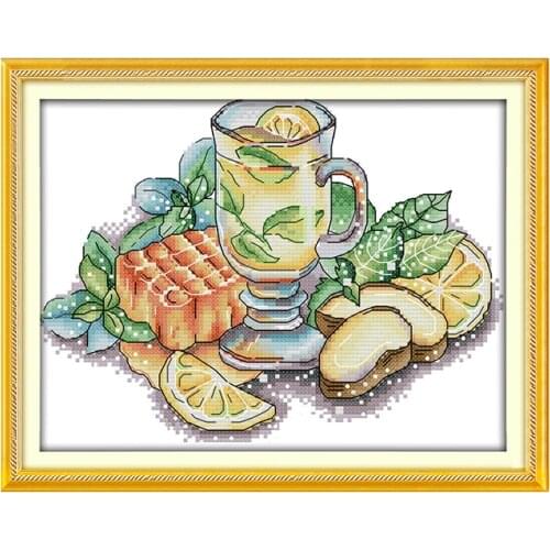 Joy Sunday afternoon tea pattern cross stitch needle kit 11 14CT DMC canvas print 14CT cross stitch kit DIY gift home decoration