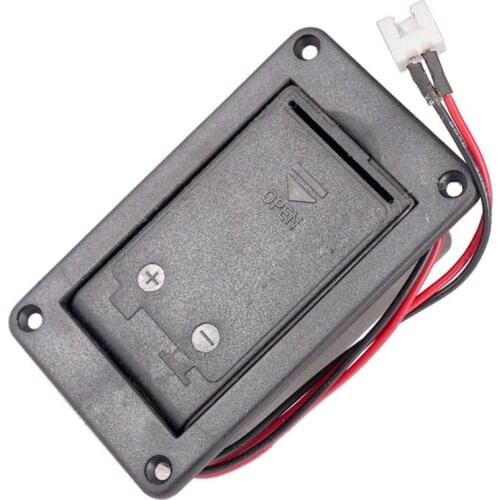 A set of 9V Battery Box Holder Case Compartment Cover With 9 Volt Battery Clip Buckle for Active Guitar Bass Pickup