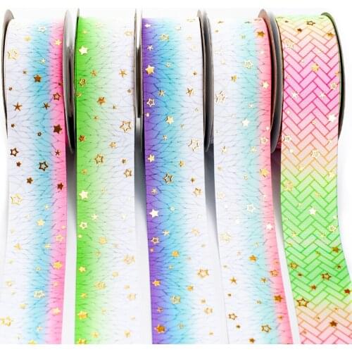 New Star Gold Foil Printed Kimetsu No Yaiba Background Grosgrain Ribbon 38mm 50 Yards