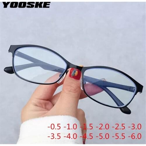 YOOSKE Anti Blue Light Finished Myopia Glasses Women Fashion Shortsighted Eyeglasses Prescription Diopter -1.0 1.5 2.0 2.5 3.0