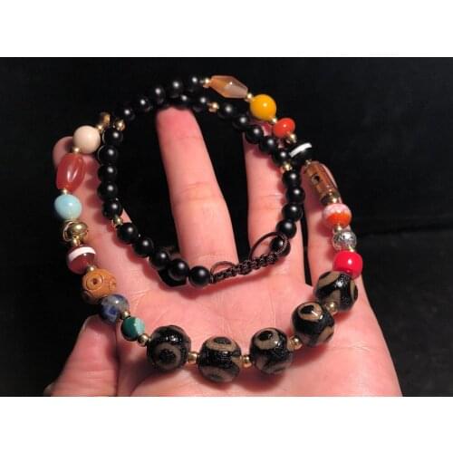 Wholesale Natural Agate Fire Offering Dzi Bead Necklace Old Object 3 Eyes First-Line Pharmacist Buddha s925 Mothers Day Gift