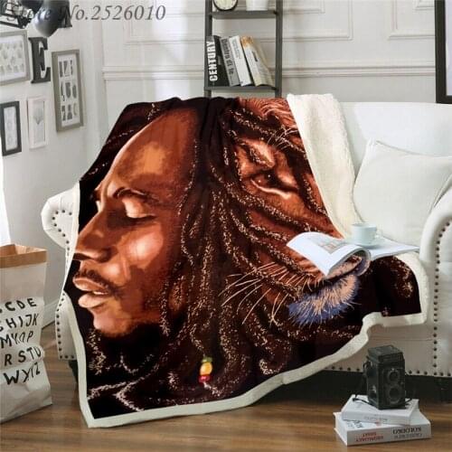 Throw blanket Bob Marley 3D Velvet Plush Blanket Bedspread For Kids Girls Sherpa Blanket Couch Quilt Cover Travel 04