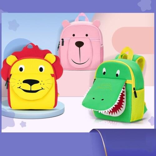2021 New Fashion Children Backpack Cartoon Animal boys girls Schoolbag Kids Kindergarten Cute Bookbag Breathable Burden Rucksack