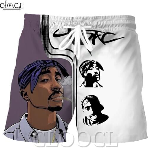 CLOOCL Rapper Tupac Amaru Shakur 2pac Mens Drawstring Shorts 3D Print Collection Elastic Fashion Casual Shorts Drop Shipping