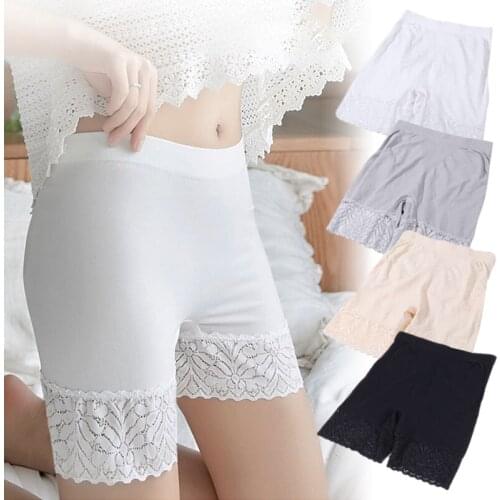 Thin Lace Safety Women Shorts Ice Silk Cool High Elasticity Push Up Hips Safety Pants Summer Shorts Seamless Under Skirt Female