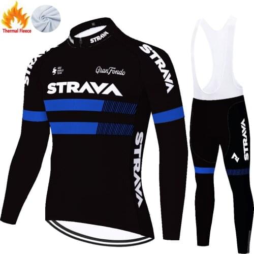 Strava Winter Thermal Fleece Cycling Jersey Uniforme Bicicleta Mallots Maillot Hombre Ciclismo Masculino Fietskleding Heren