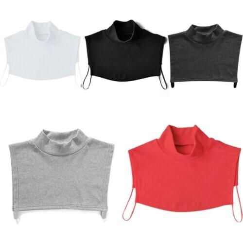 Women Men Winter Cotton Turtleneck Half Top Dickey Detachable Pullover False Fake Collar Simple Solid Color Neck Warmer Sweater