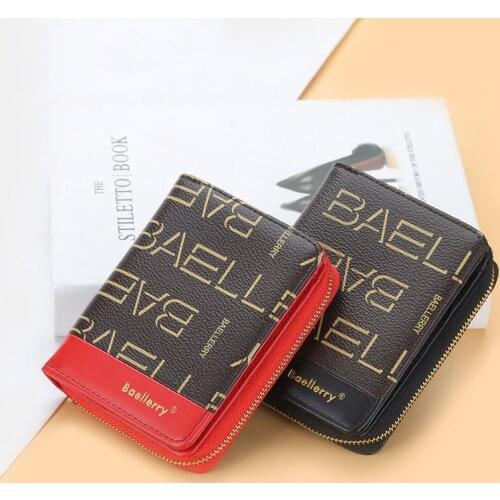 New Style Ladies Short Purse Korean Zipper Organ Card Bag Vertical Printing Change Purse Leisure Womens Bag
