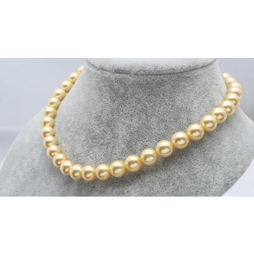 4mm 6mm 8mm 10mm 12mm 16mm 18mm Woman classic jewelry gold Round bead necklace Natural South Sea Shell Pearl AAA 17'' 43cm