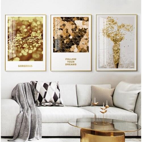 Golden vase sax monstera Debris follow your dream Modern Wall Art Picture Canvas Painting for hotel room Decor birthday gift