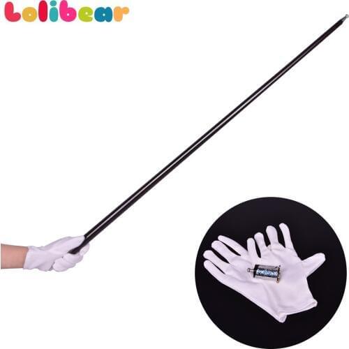 110CM Length Metal Appearing Cane +A pair of gloves Magic Tricks Stage Close Up Magia Wand AppearMagie Illusion Gimmick Props