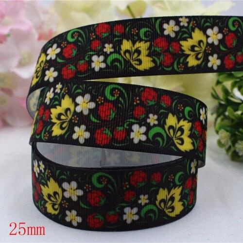165654,(1")25mm 10yard/lot Flowers Ribbons Thermal transfer Printed grosgrain Wedding Accessories DIY handmade material