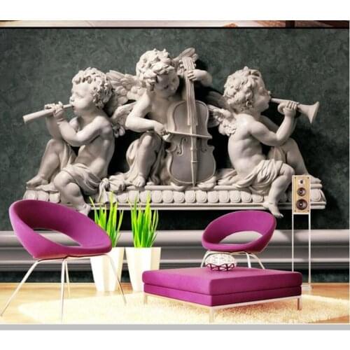 Papel de parede 3D stereo plaster relief European angel statue wallpaper mural,living room bedroom wall papers home decor