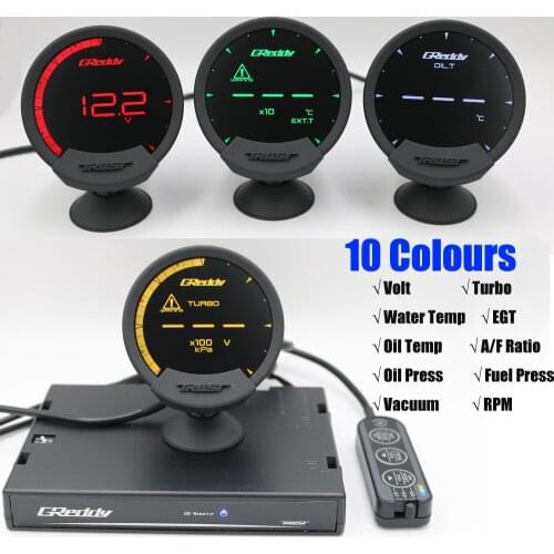 7 Colors Greddi Sirius LCD Racing Gauge 74mm Turbo Boost Speed Volts Water Temp Oil Press RPM EGT A F Fuel Ratio Meter