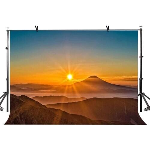 7x5ft Sunset Backdrop Sunset and Rolling Mountain Photographic Background and Studio Photography Backdrop Props