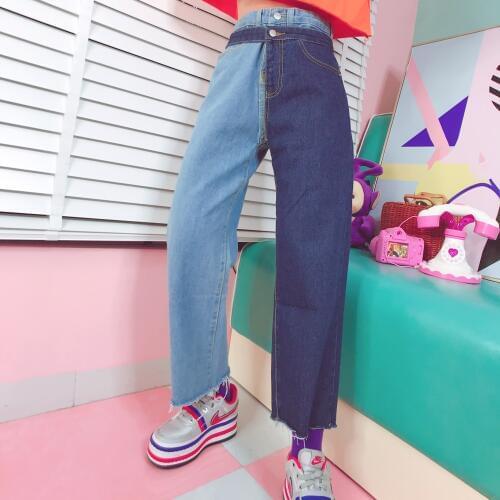 Asymmetrical high waist girls, jeans girls, wide legs