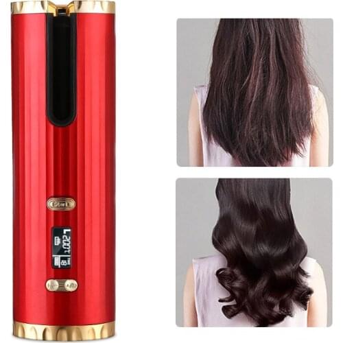 Auto Rotate USB Automatic Hair Curler Hair Wave Curling Cordless LCD Display USB Charging Wireless Curling Iron Auto 3 Color